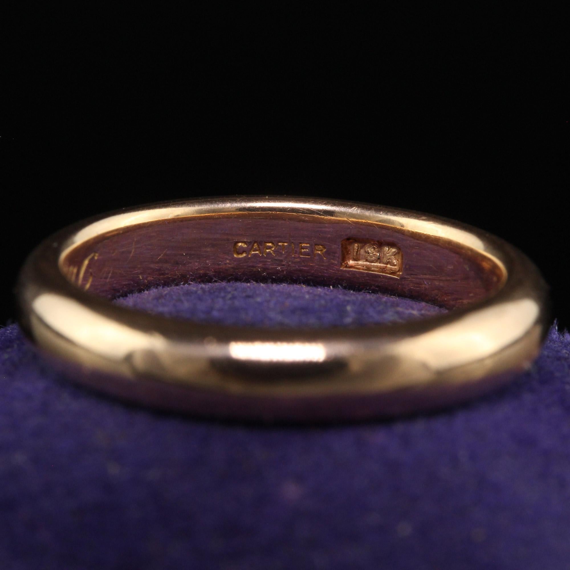 Estate Retro Cartier 18K Rose Gold Classic Thick Wedding Band - Size 7 In Good Condition For Sale In Great Neck, NY