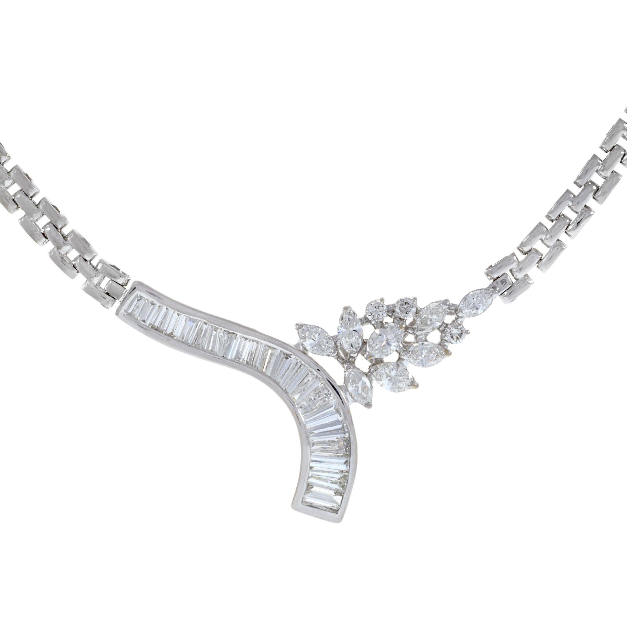 Mixed Cut Estate Retro Era 14KT White Gold Diamond Necklace