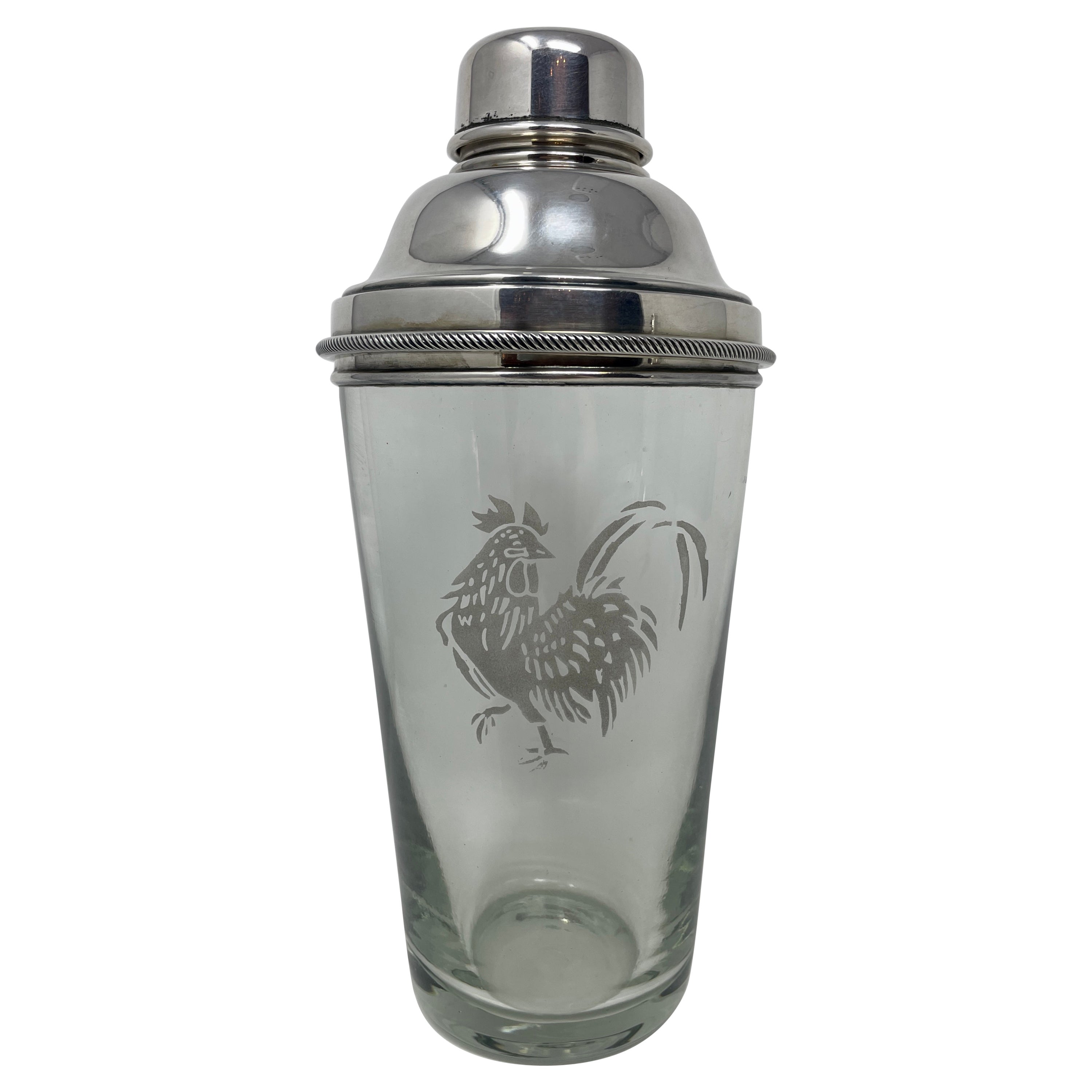 Nachlass Retro-Cocktailshaker aus geschliffenem Kristall und versilbert, ca. 1930er Jahre.