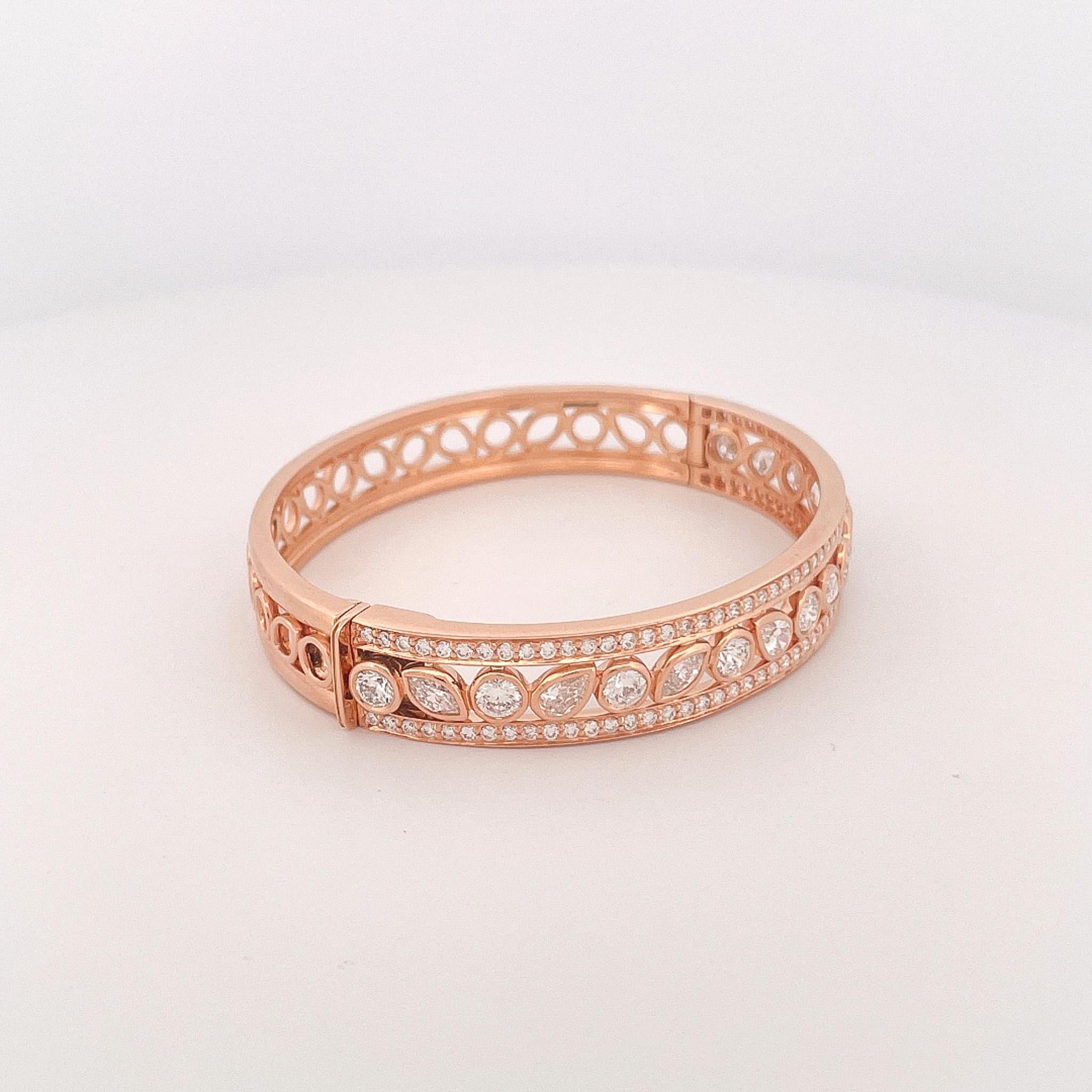 Estate Roberto Coin Cento Dolce 18k Rose Gold Diamond Bangle For Sale 3