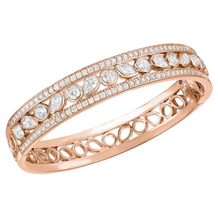 Estate Roberto Coin Cento Dolce 18k Rose Gold Diamond Bangle For Sale