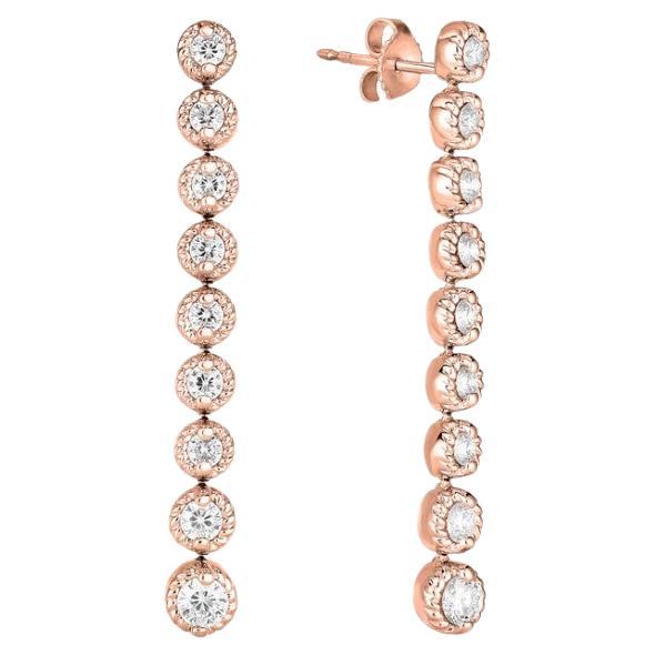 Estate Roberto Coin Cento Florentine 18k Rose Gold Diamond Drop Earrings For Sale