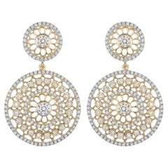 Estate Roberto Coin Cento Rosette 18k Yellow Gold Diamond Drop Earrings