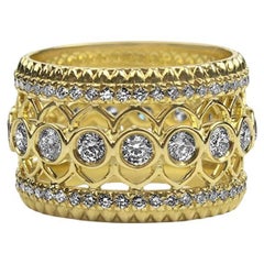 Bracelet large Cento Rosette en or jaune 18 carats et diamants Roberto Coin