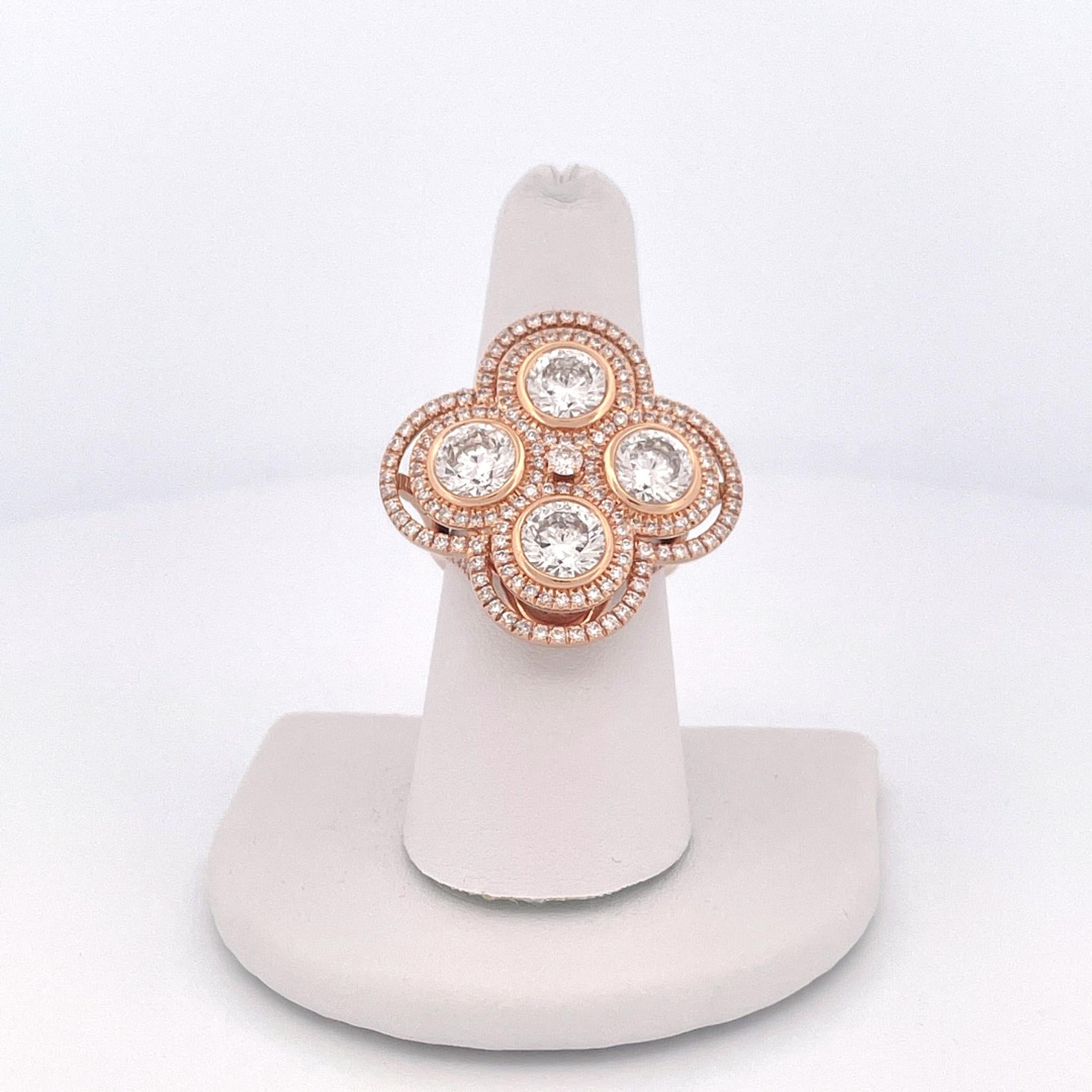 Estate Roberto Coin Cento Venetian 18k Rose Gold Diamond Oversized Ring For Sale 5