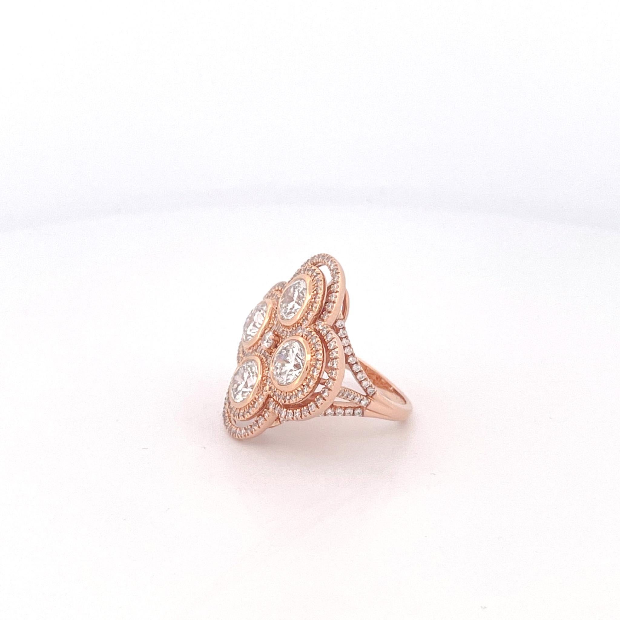 Modern Estate Roberto Coin Cento Venetian 18k Rose Gold Diamond Oversized Ring For Sale