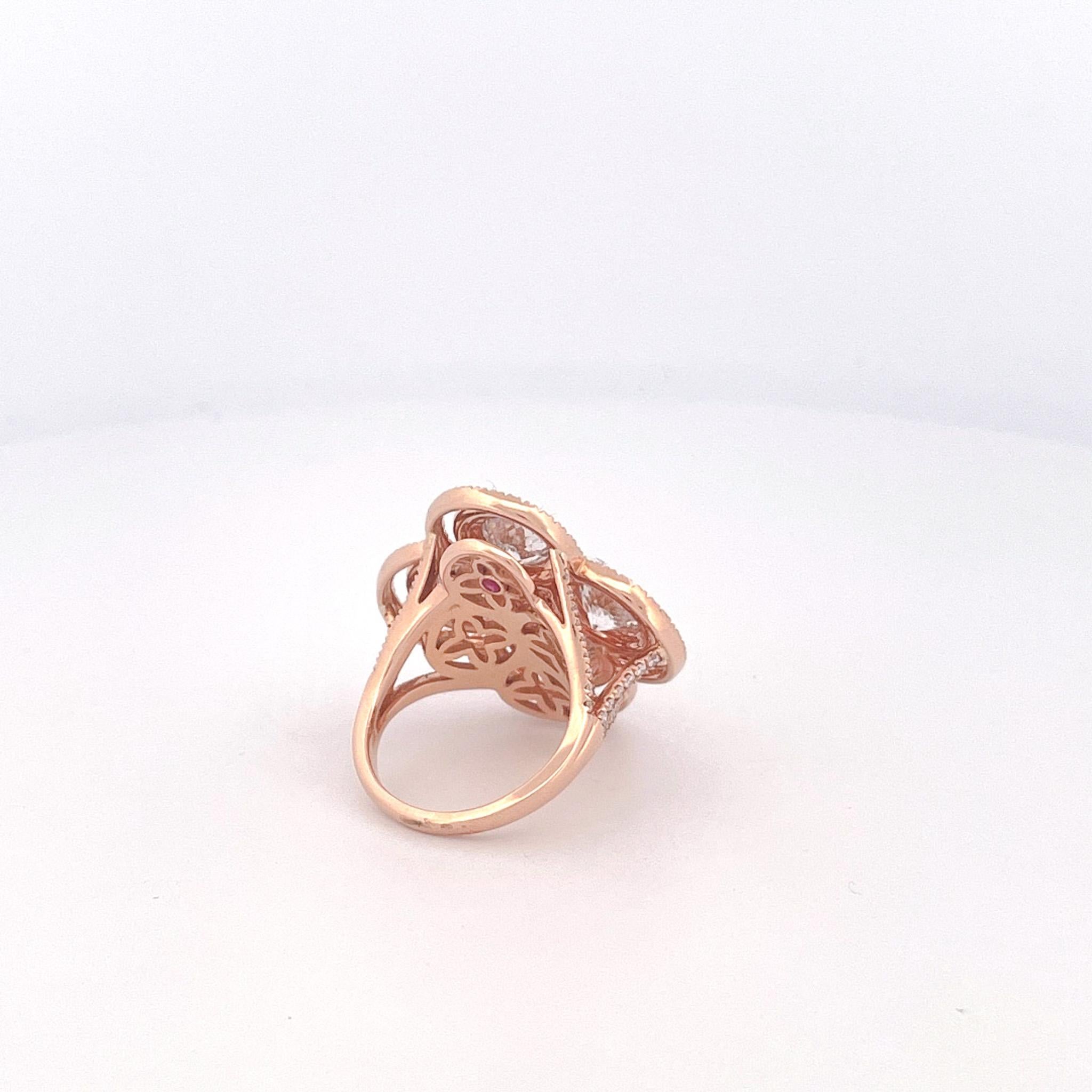 Estate Roberto Coin Cento Venetian 18k Rose Gold Diamond Oversized Ring In Excellent Condition For Sale In Dallas, TX