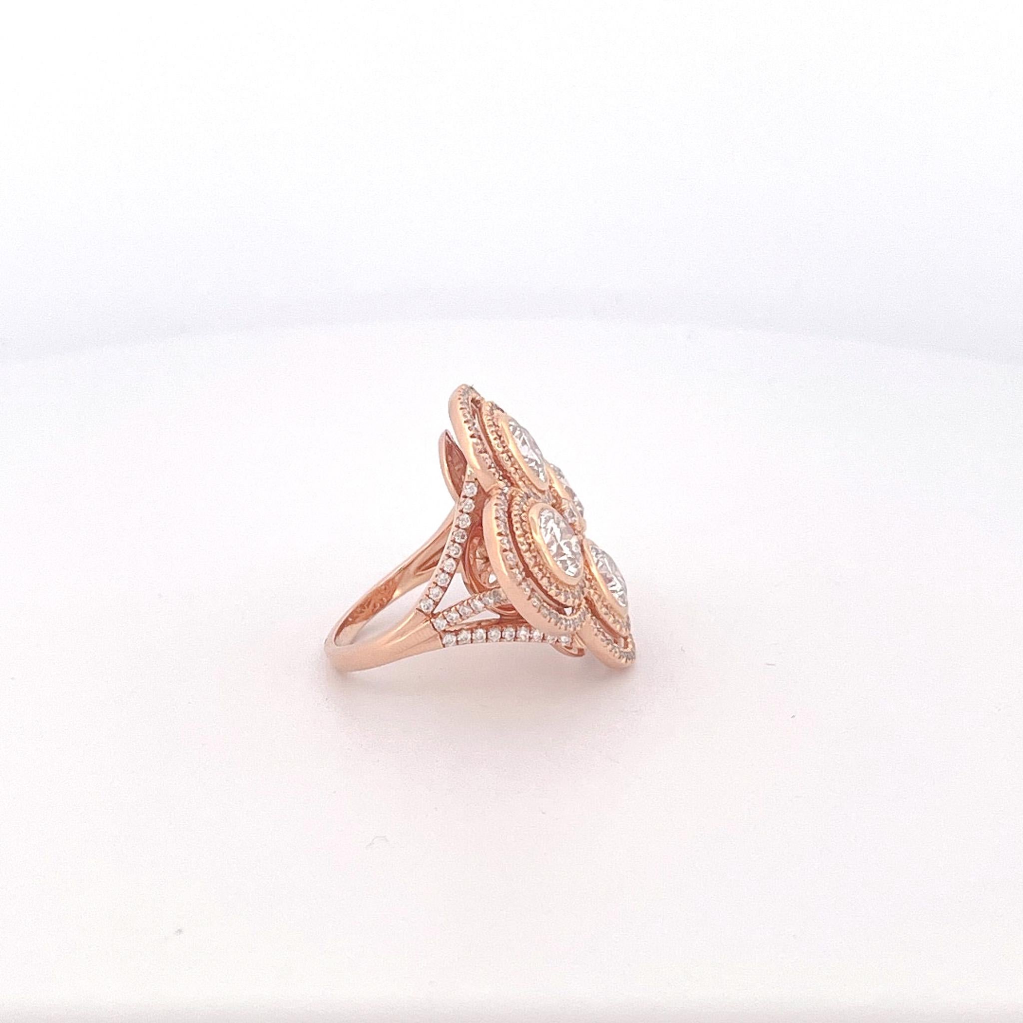 Nachlass Roberto Coin Cento Venetian 18k Roségold Diamant-Ring in Übergröße Damen im Angebot