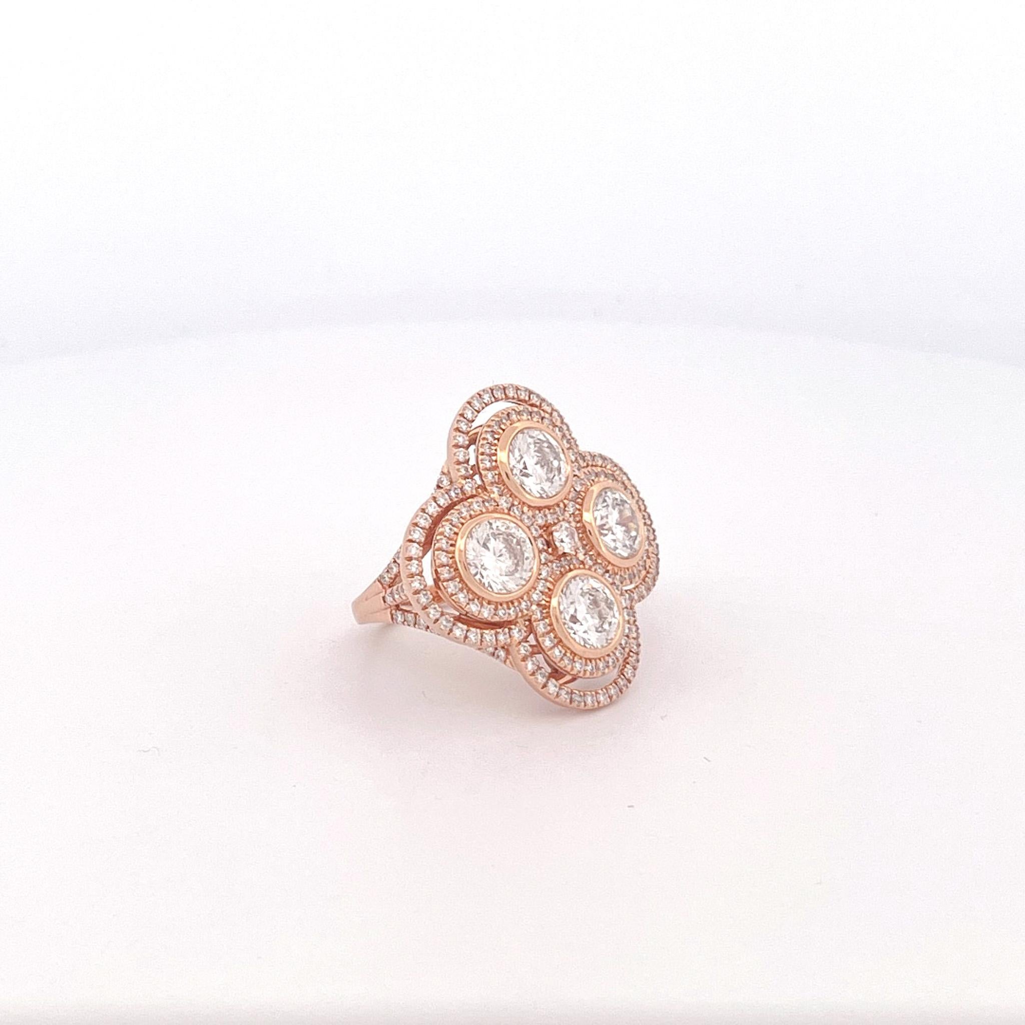 Nachlass Roberto Coin Cento Venetian 18k Roségold Diamant-Ring in Übergröße im Angebot 1