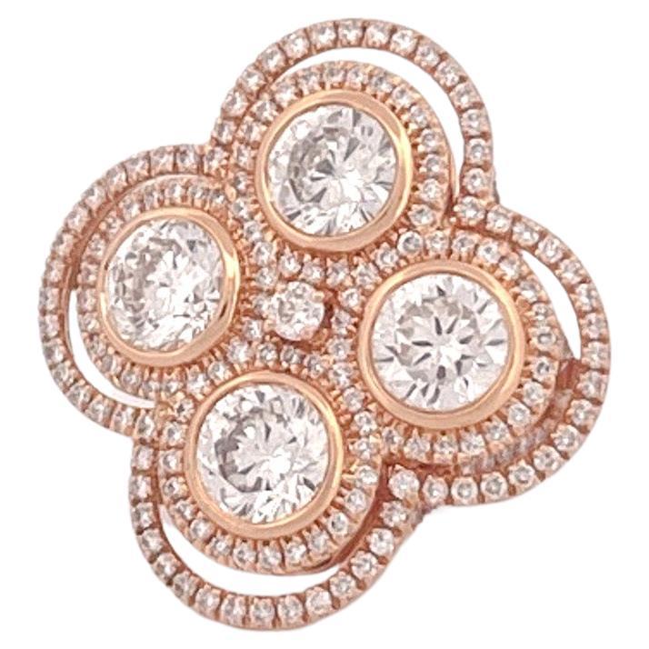 Estate Roberto Coin Cento Venetian 18k Rose Gold Diamond Oversized Ring For Sale