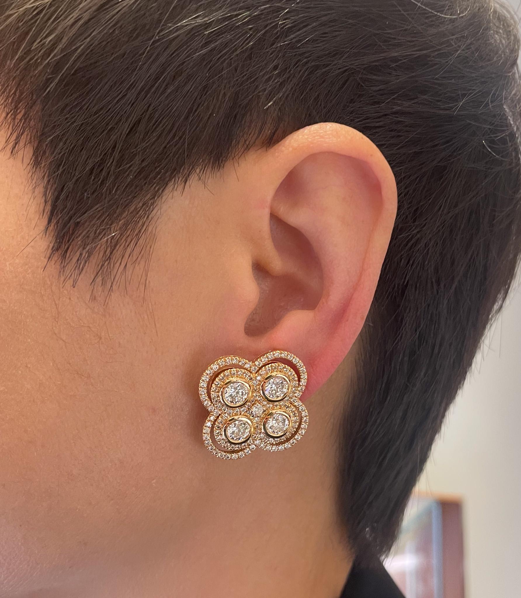 Roberto Coin Cento, clous d'oreilles surdimensionnés vénitiens en or rose 18 carats et diamants en vente 7