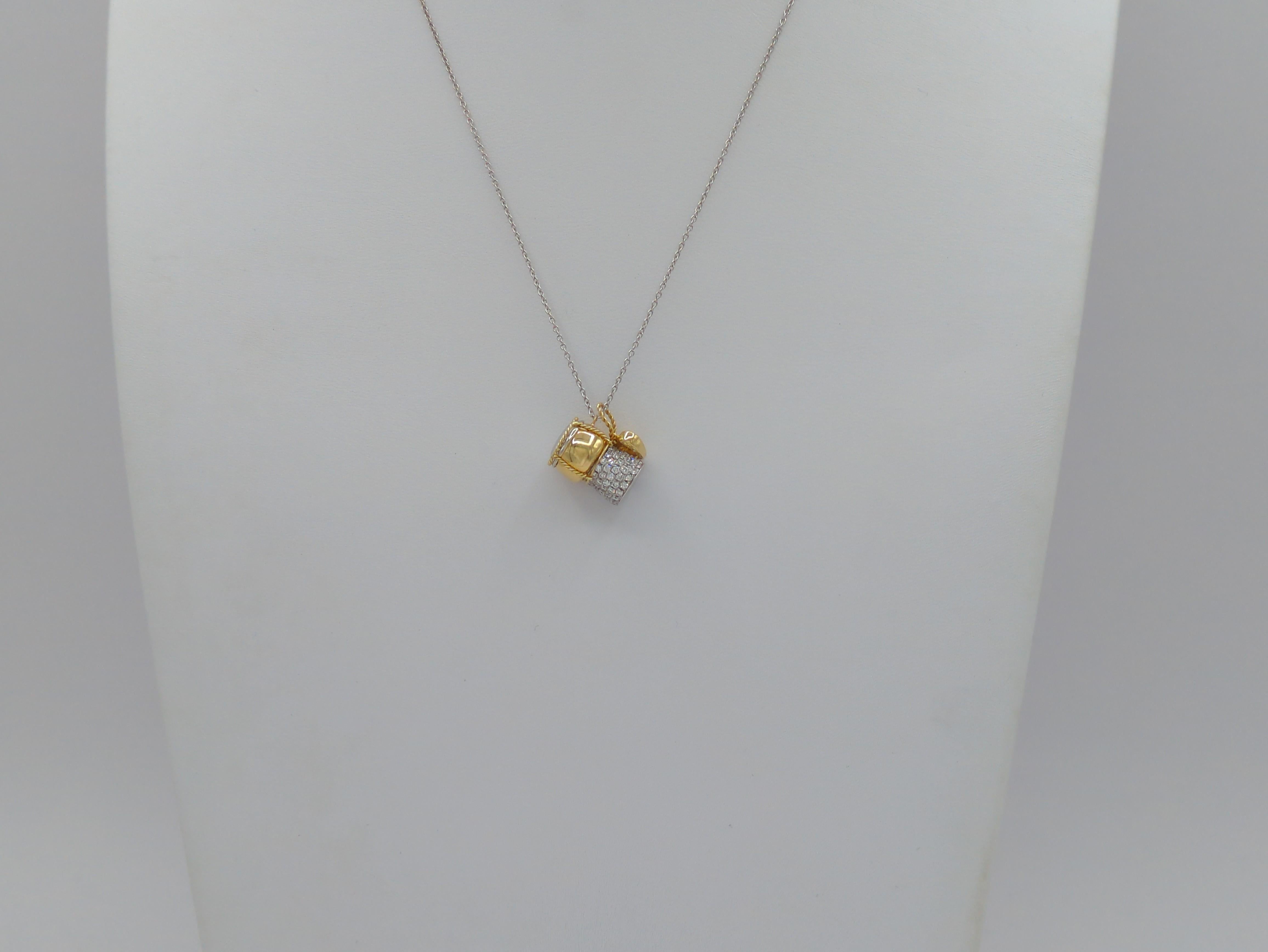 Estate Roberto Coin Kork-Anhänger Halskette in 18K 2 Ton Gold für Damen oder Herren