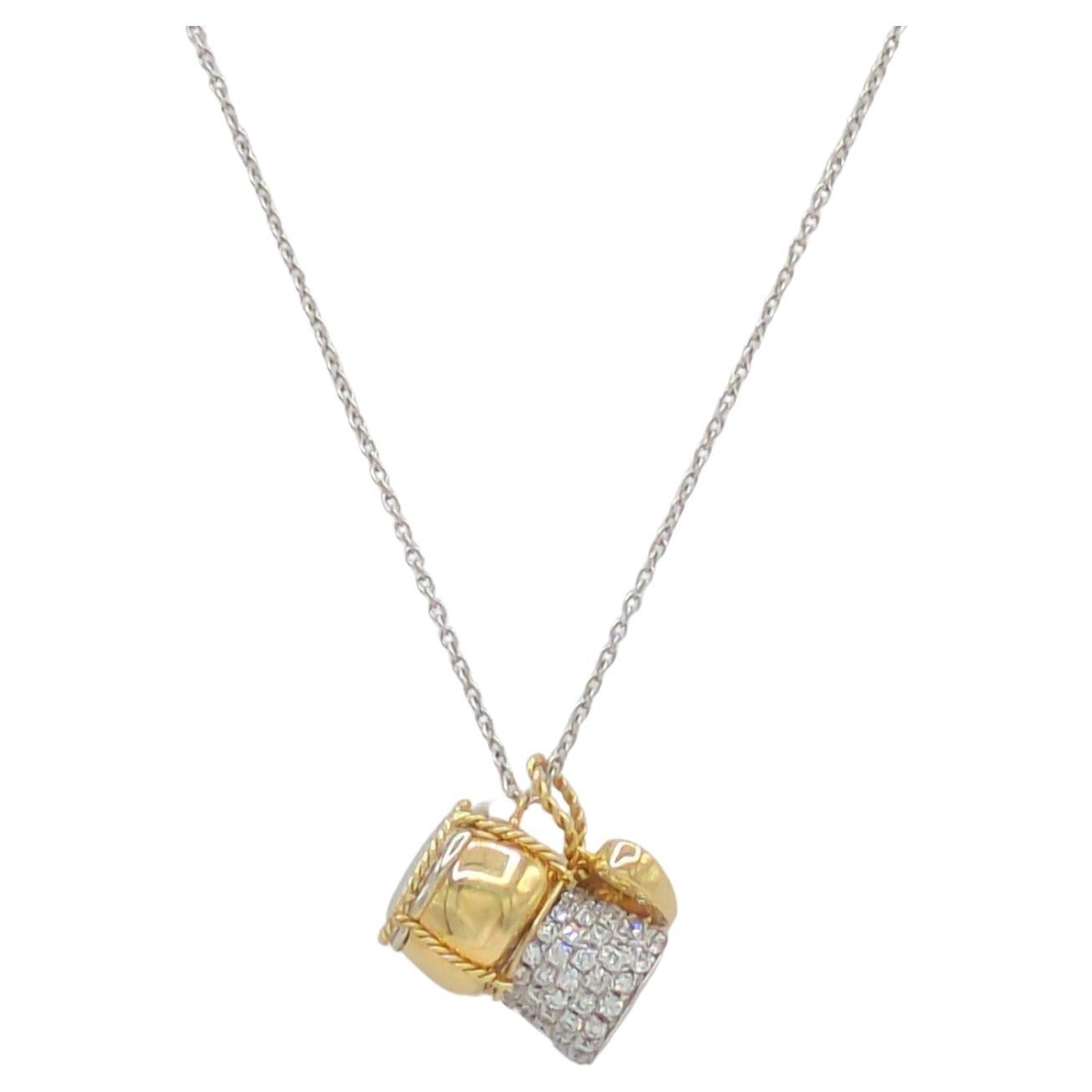 Estate Roberto Coin Cork Pendant Necklace in 18K 2 Tone Gold