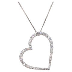 Estate Roberto Coin Heart Shape Diamond Pendant Necklace in 18k White Gold