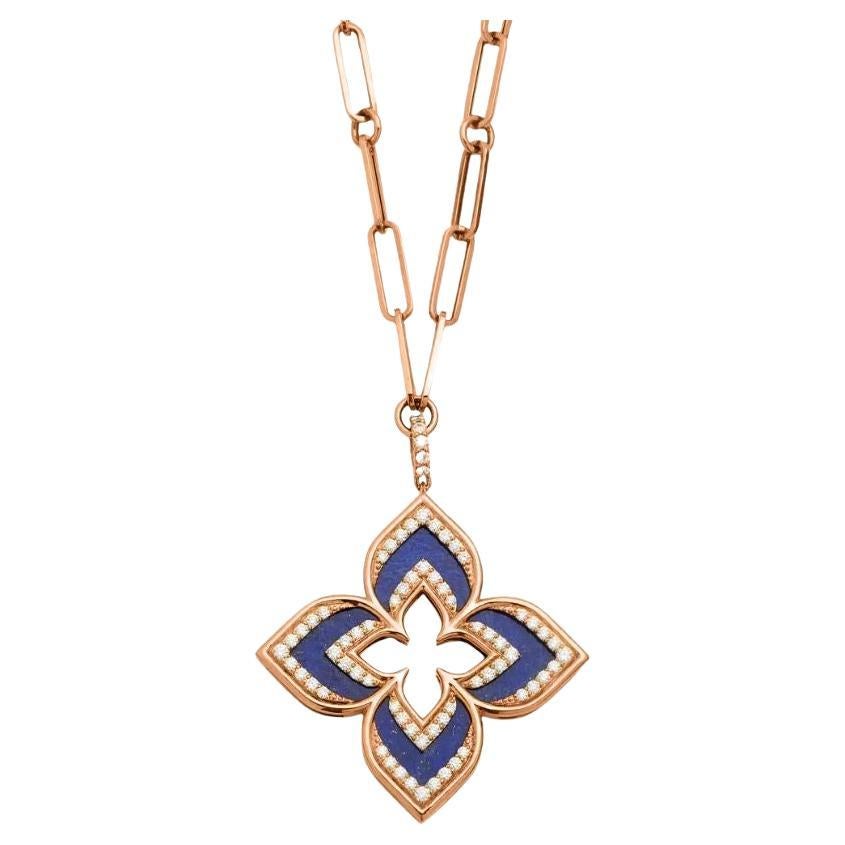 Nachlass Roberto Coin Venezianische Princesse 18k Rose Gold Lapis & Diamant Halskette im Angebot
