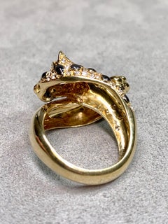 Nachlass Roberto Legnazzi 18K Gold Diamant Leopard Italienisch Bypass Cocktail Ring