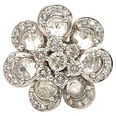 Estate Rose Cut Diamond 18k Floral Cocktail Ring