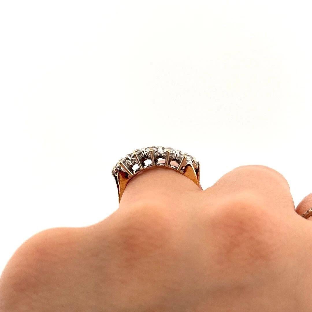 Women's Estate Round 4.45 Grams Natural H-I 1.60CTW SI Diamond Three Row Ring Size  7.25 For Sale