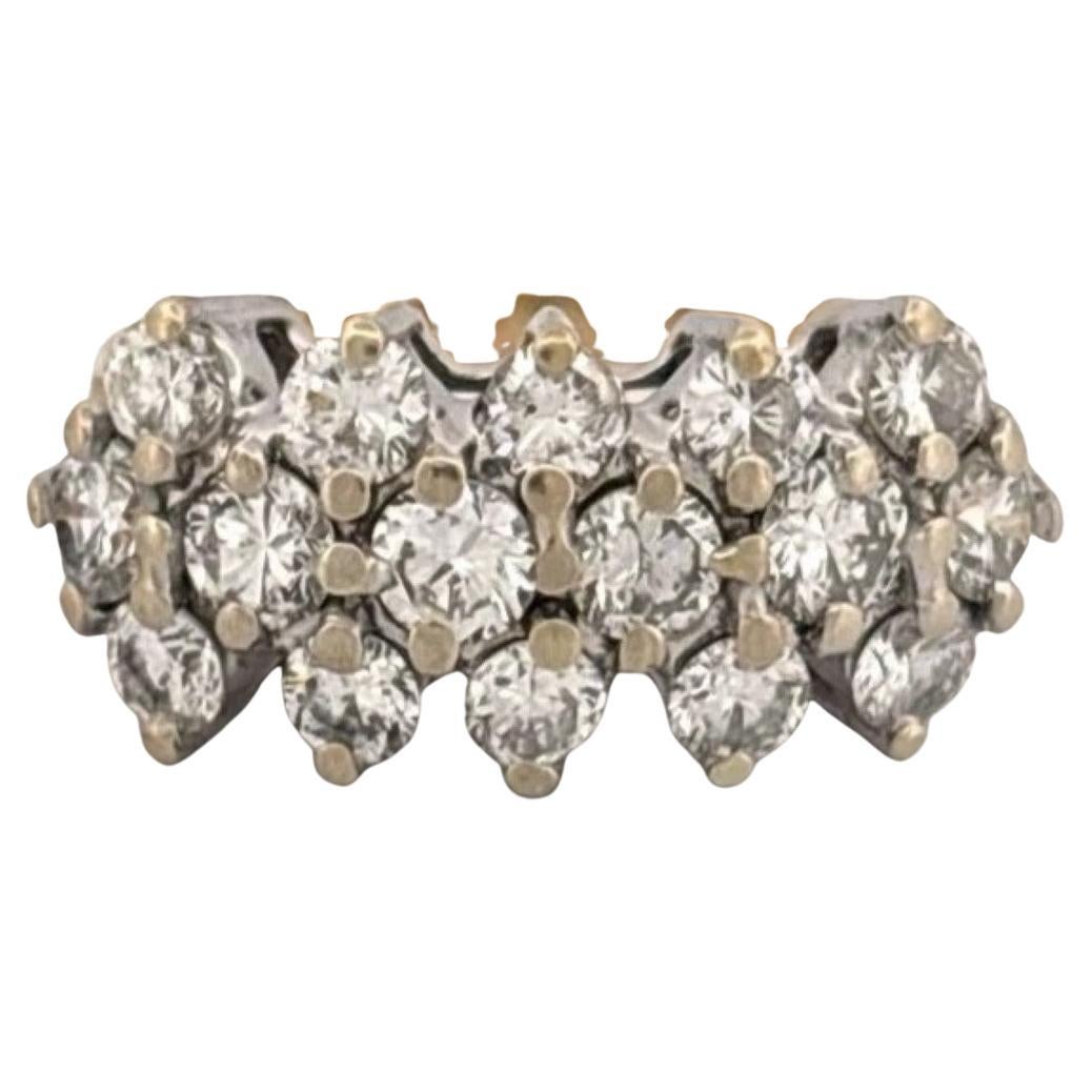 Estate Round 4.45 Grams Natural H-I 1.60CTW SI Diamond Three Row Ring Size  7.25 For Sale
