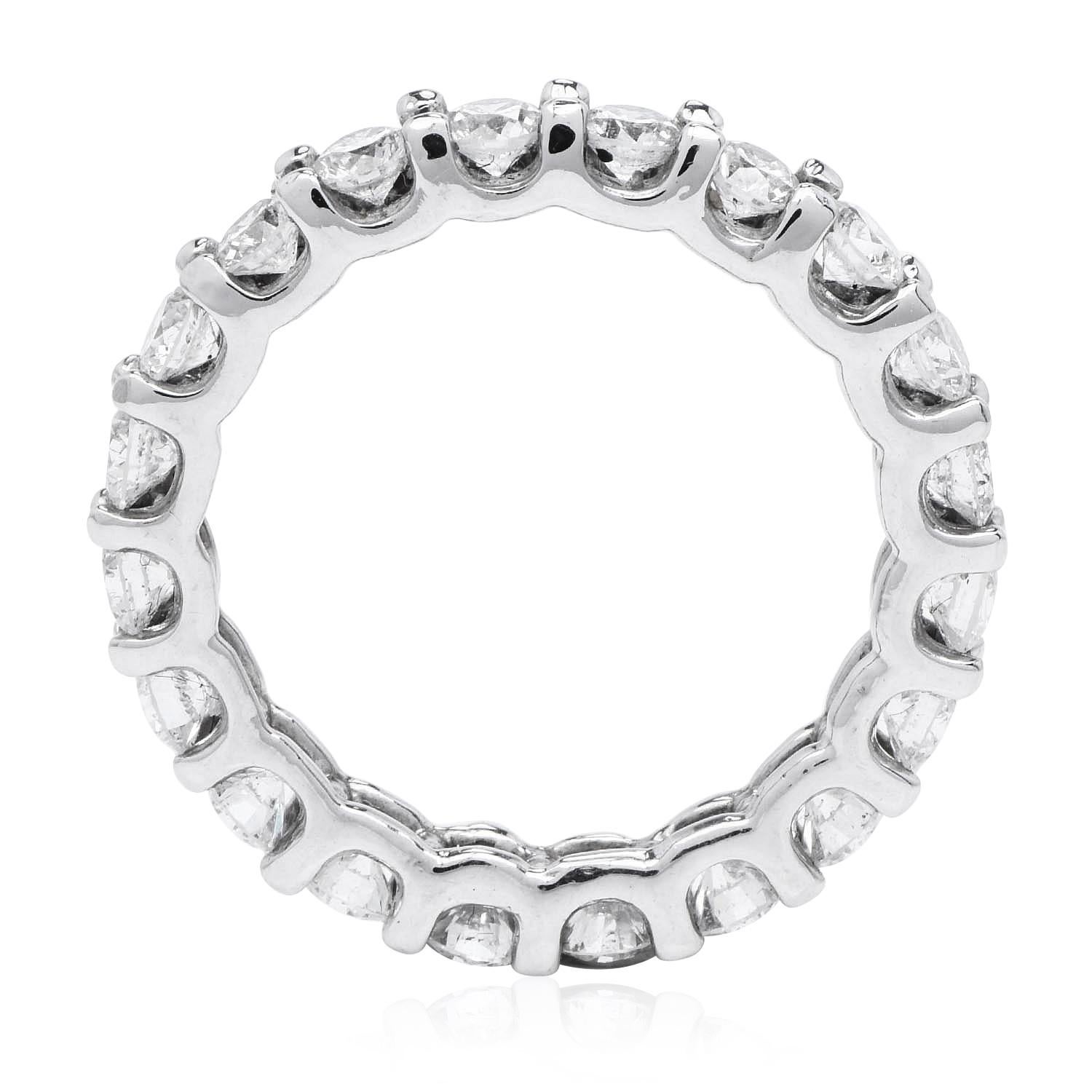 Round Cut Estate Round Diamond 14K White Gold Classic Eternity Wedding Band Ring For Sale