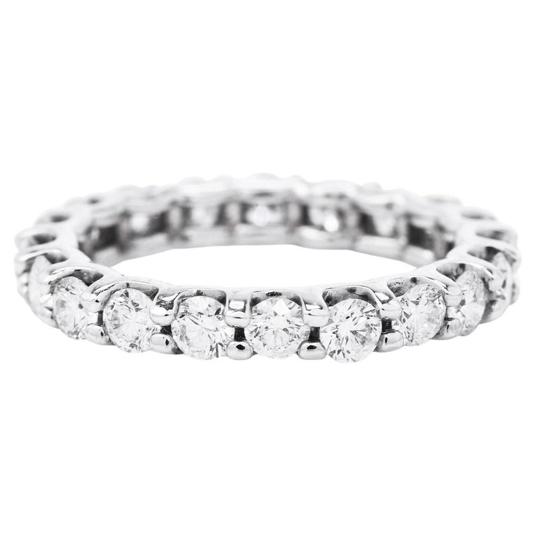 Estate Round Diamond 14K White Gold Classic Eternity Wedding Band Ring ...