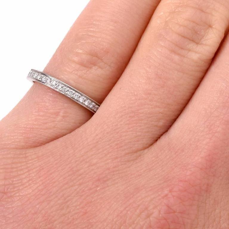 Estate Round Diamond Platinum Eternity Band Ring 4