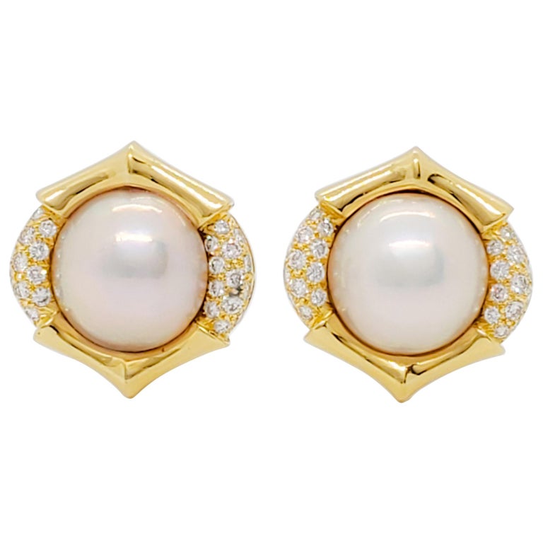 Mabe Pearl Earrings 15mmUP Cream color 18K Mabe Pearl Earrings 15mmUP Cream color 18K
