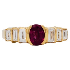 Estate Ruby and Diamond Cocktail Ring in 18k Yellow Gold