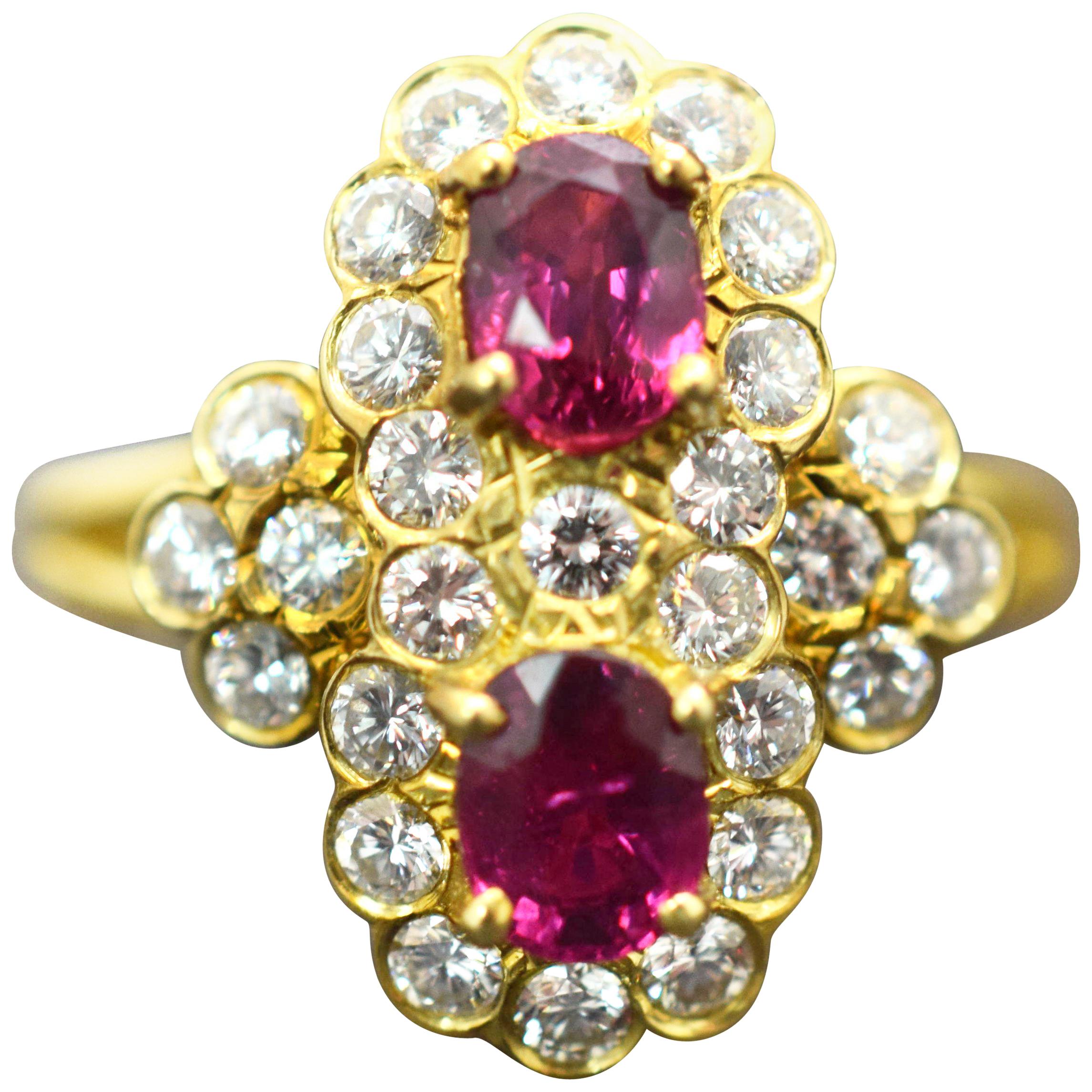 Estate Ruby and Diamond Ring 18 Karat