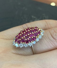 Estate Rubin und Diamant Ring in 18k Weißgold und 18k Gelbgold