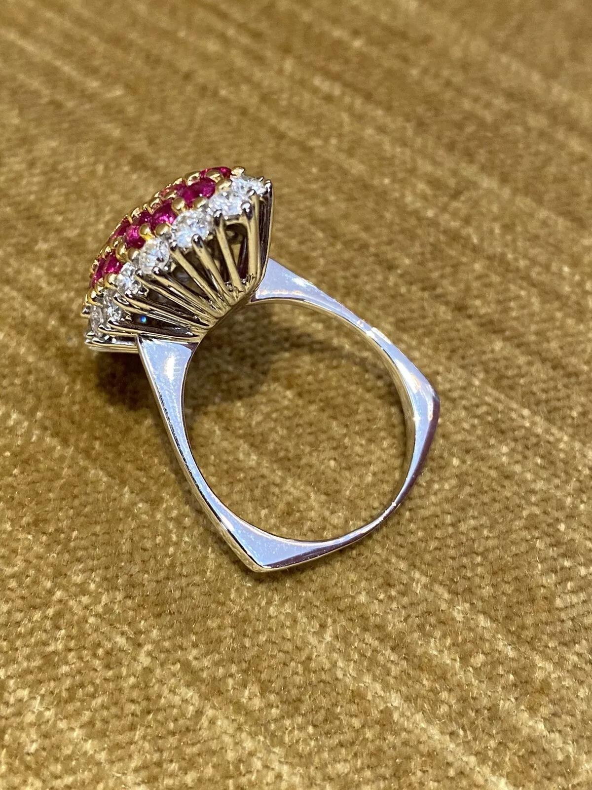 Estate Ruby and Diamond Ring in 18k White Gold and 18k Yellow Gold For Sale 1