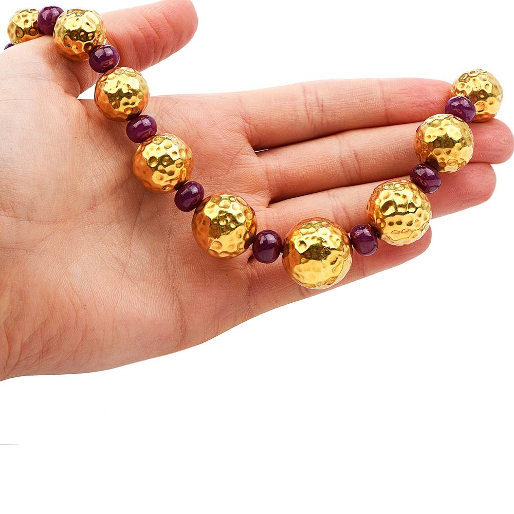 Nachlass Rubin Diamant 18k Gold strukturierte Matinee Halskette Damen