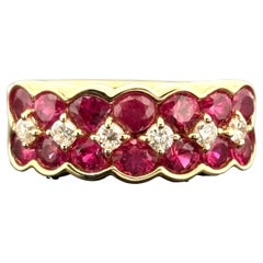 Fascia di rubini e diamanti Estate in oro giallo 18k 2,26ctw