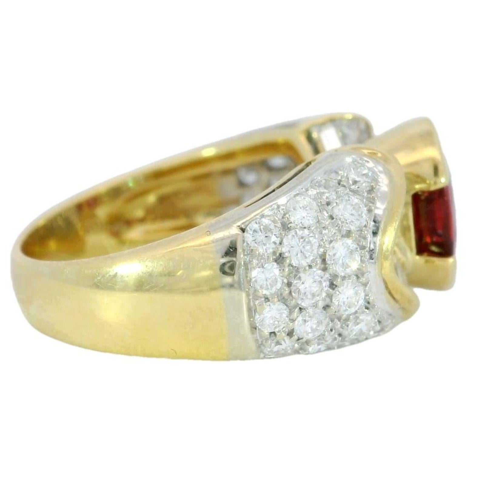 Estate Ruby Diamond Cocktail Ring or jaune 18K ~3.8ctw AGL Certified Excellent état à Fairfield, CT