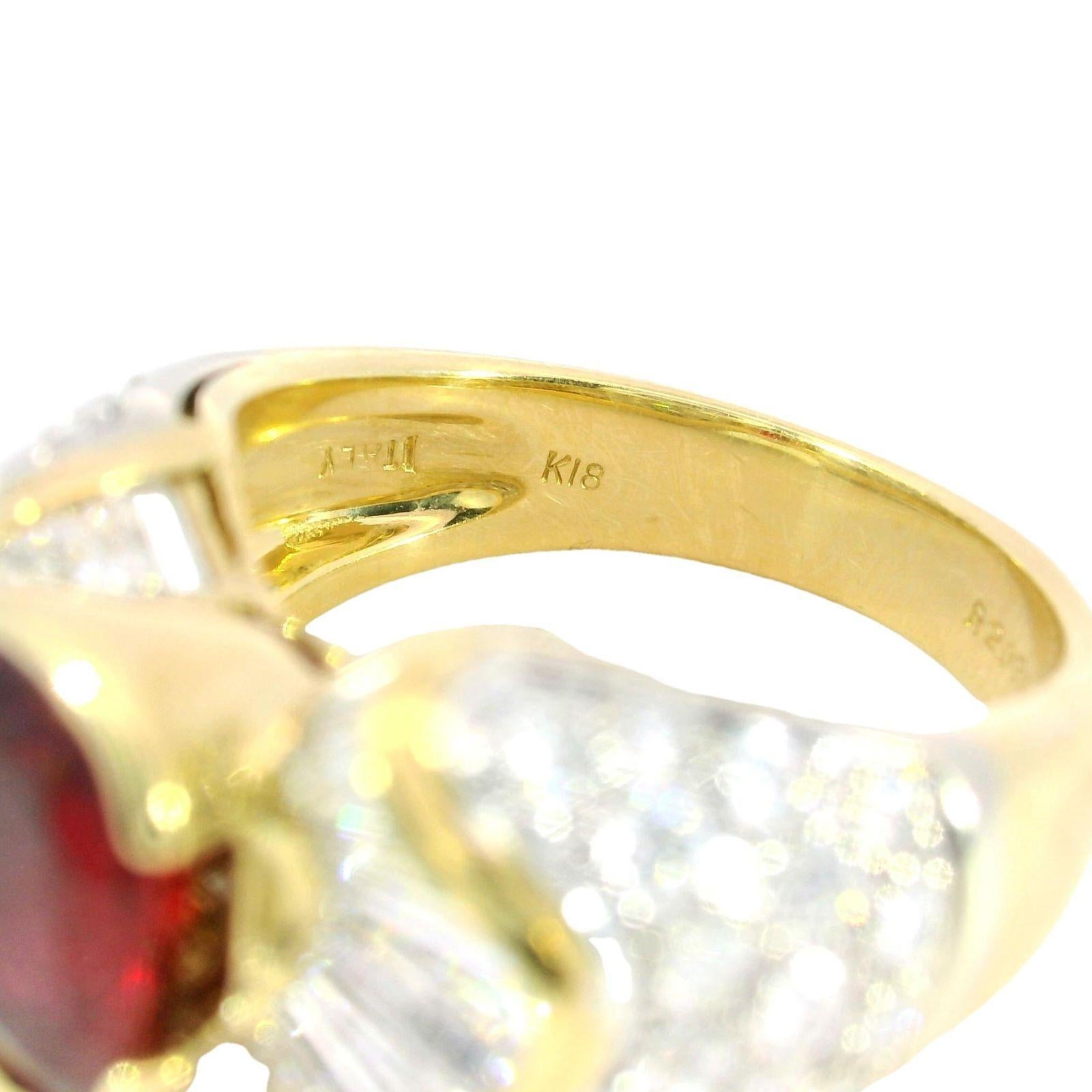 Estate Ruby Diamond Cocktail Ring or jaune 18K ~3.8ctw AGL Certified 2