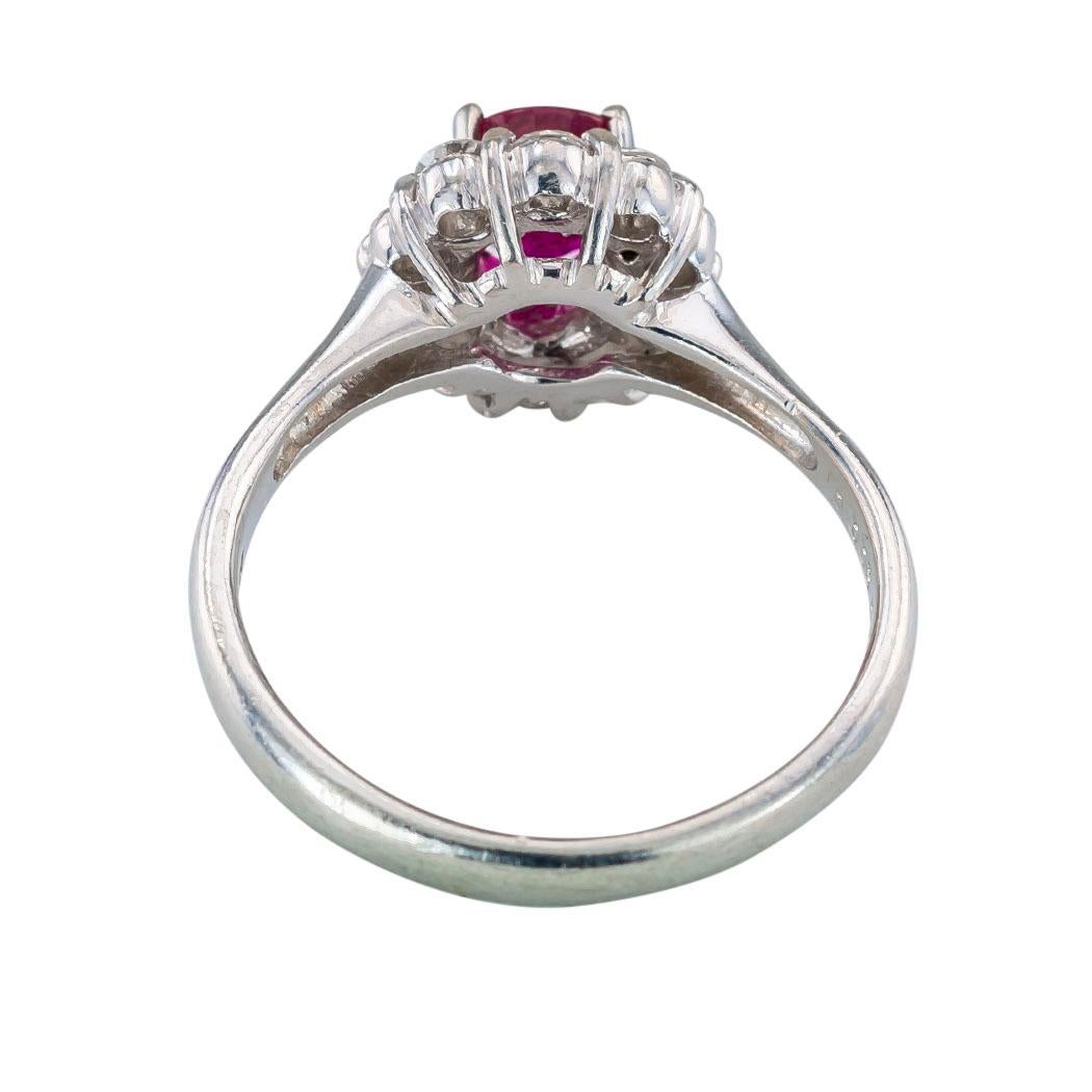 Contemporary Estate Ruby Diamond Platinum Engagement Ring