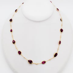 Ruby Multi Shape and White Diamond Necklace in 18 Karat Yellow Gold