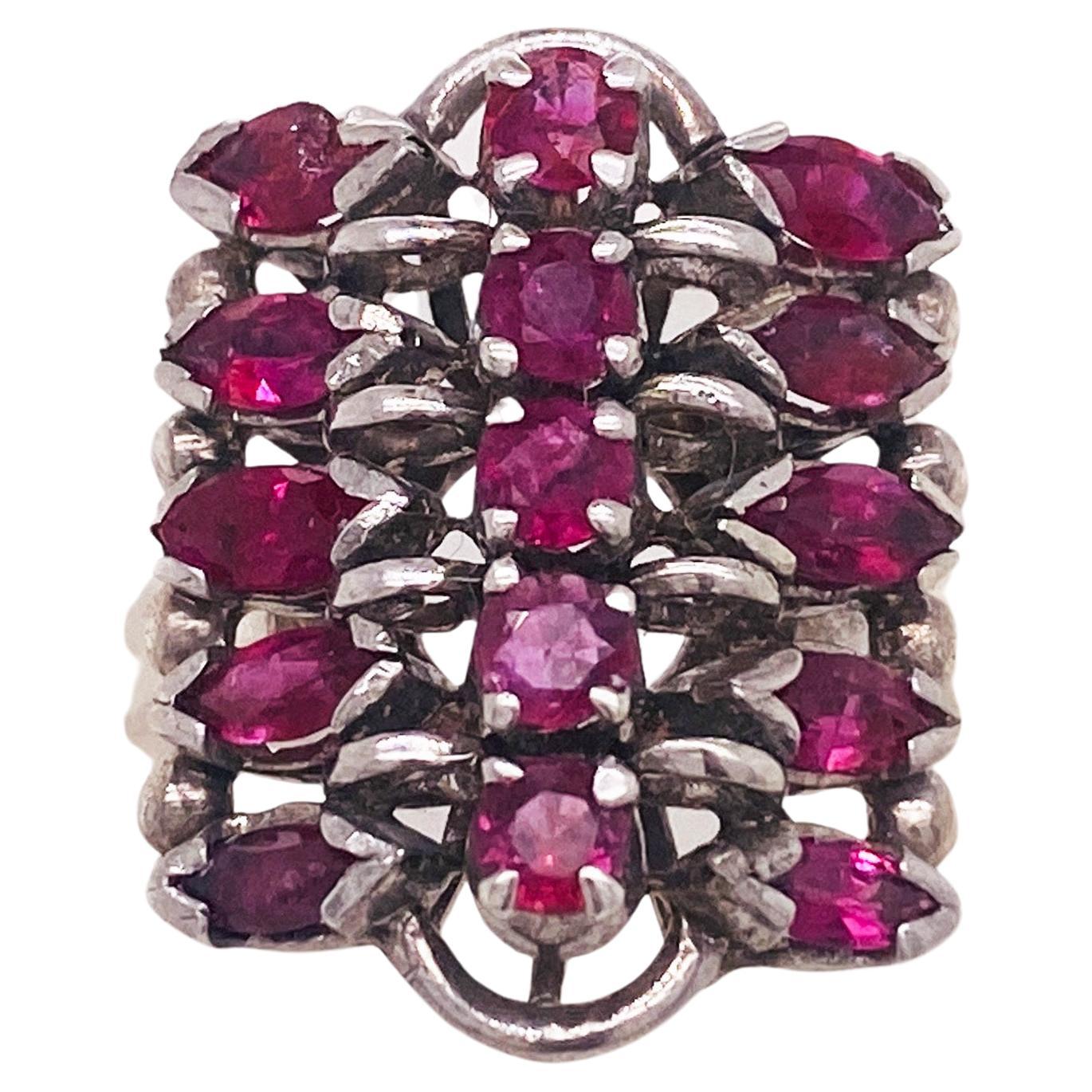 Estate Ruby Ring with 1.00 Carat Total Weight in Sterling Silver For Sale