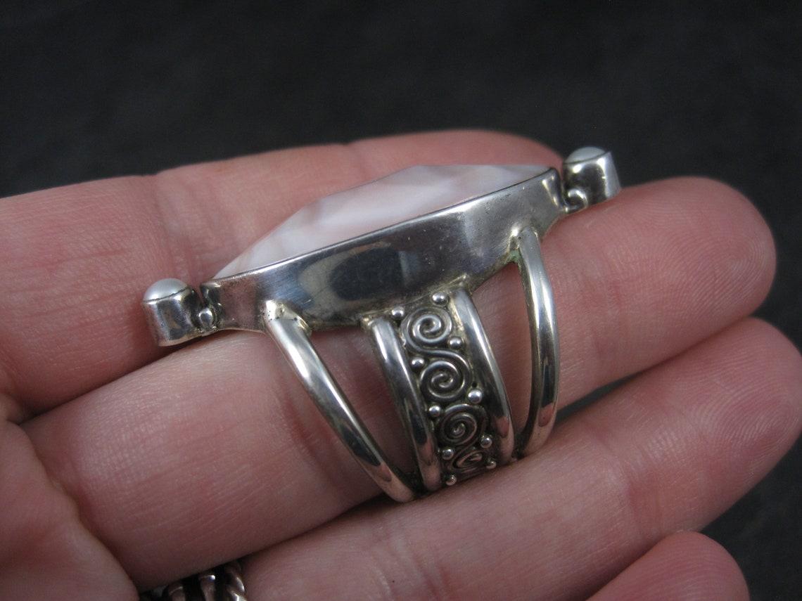 Estate Sajen Sterling Pink Mother of Pearl Ring Size 7 For Sale 1