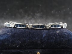 Estate Sapphire and Diamond Bracelet 14K White Gold