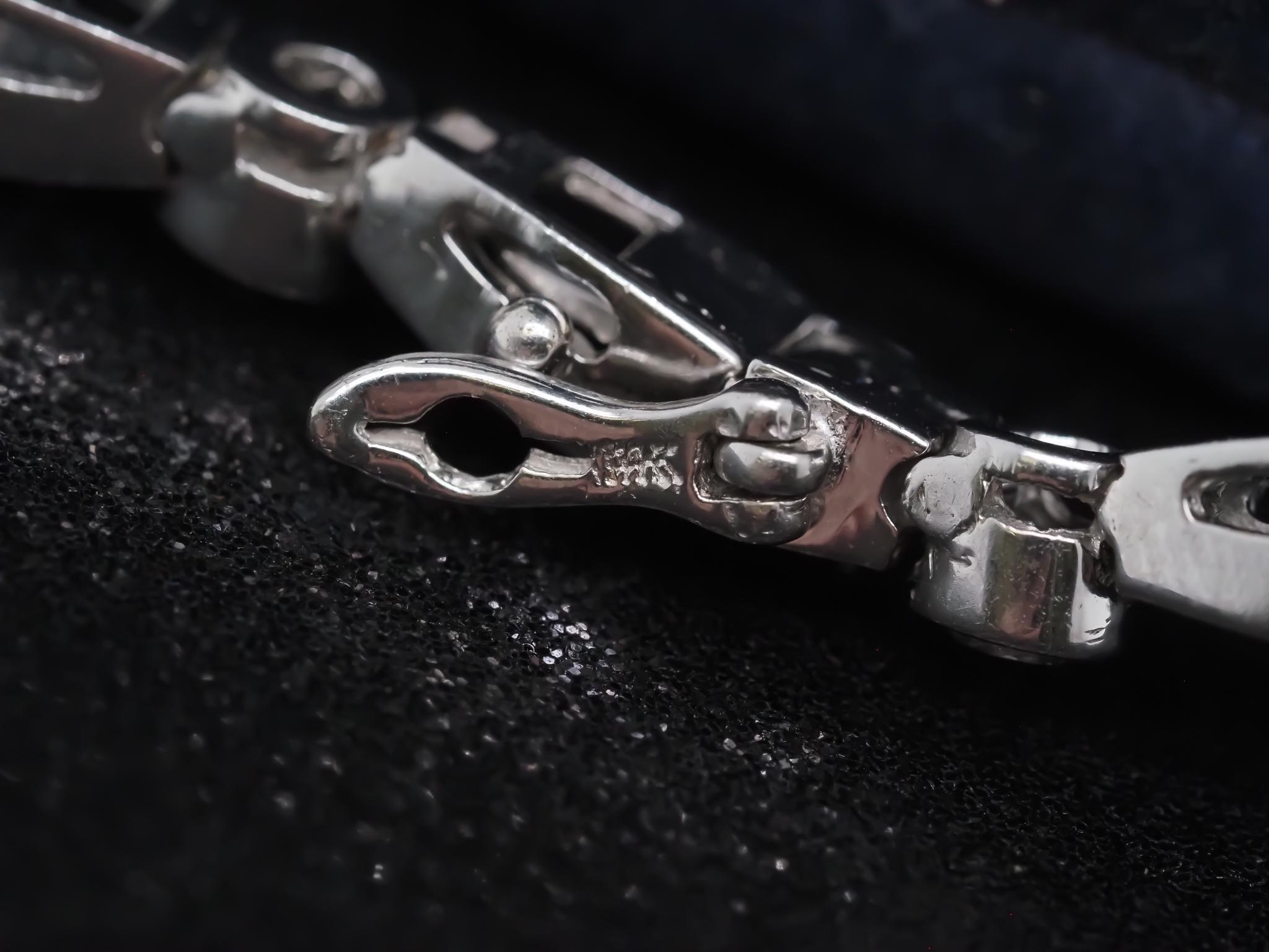 Estate Sapphire and Diamond Bracelet 14K White Gold For Sale 4