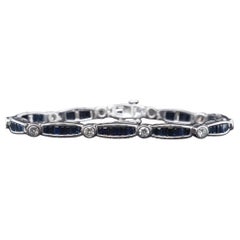 Estate Sapphire and Diamond Bracelet 14K White Gold