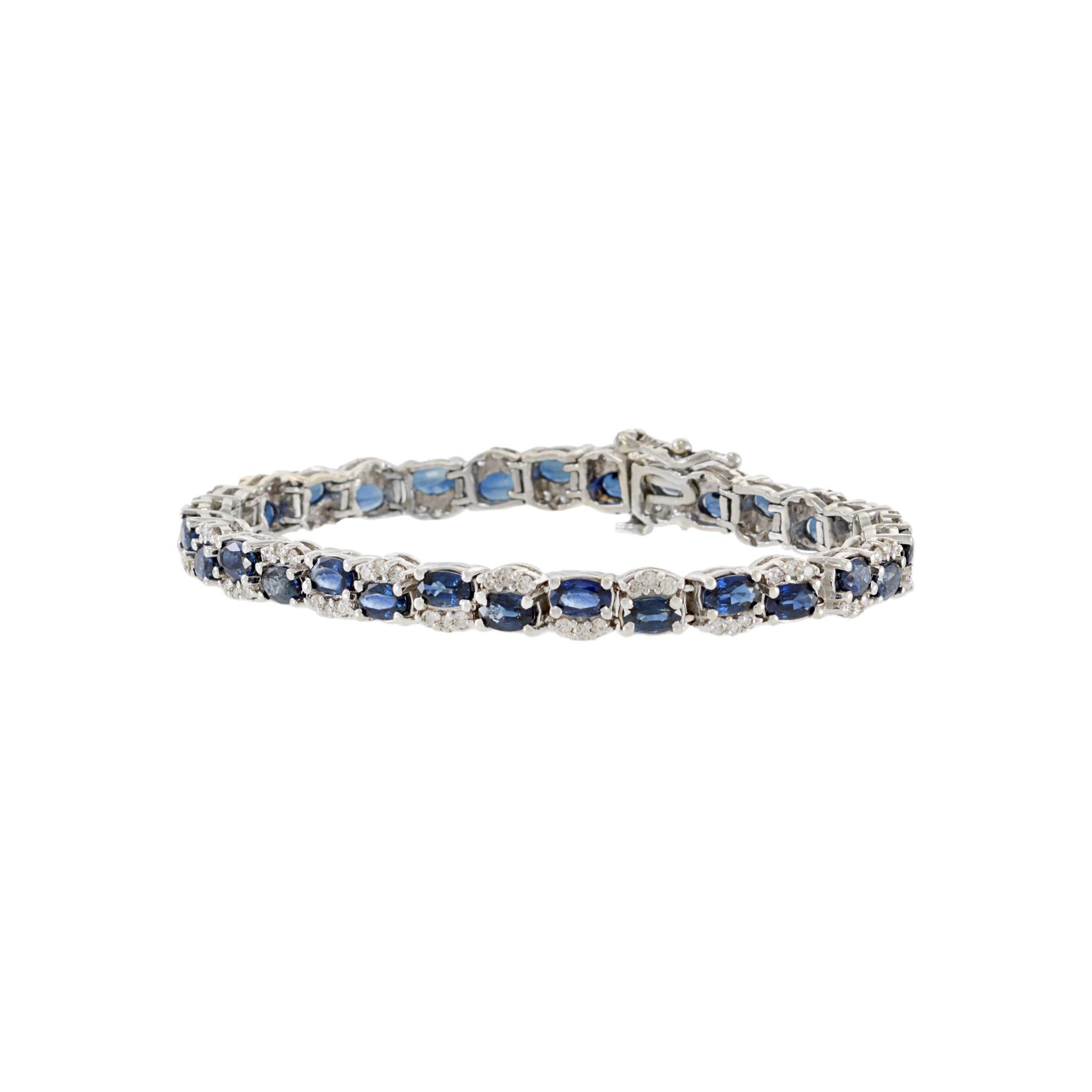 Oval Cut Estate Sapphire and Diamond Bracelet For Sale
