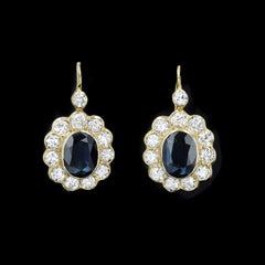 Estate Sapphire and Diamond Dangle Earrings