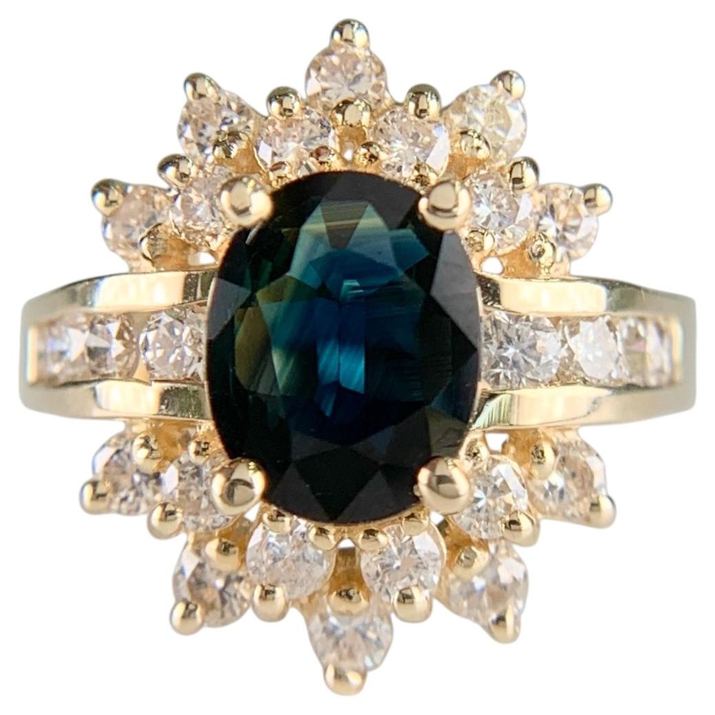 Bague « Estate » en saphir et diamants, en or jaune 14 carats