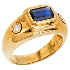 Estate Sapphire and Diamond Three Stone Ring