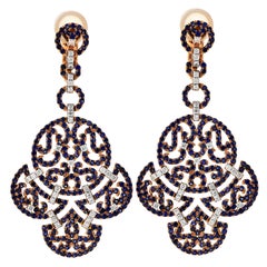 Nachlass Saphir Diamant 18K Gold Elegante Tropfenohrringe zum Hängen