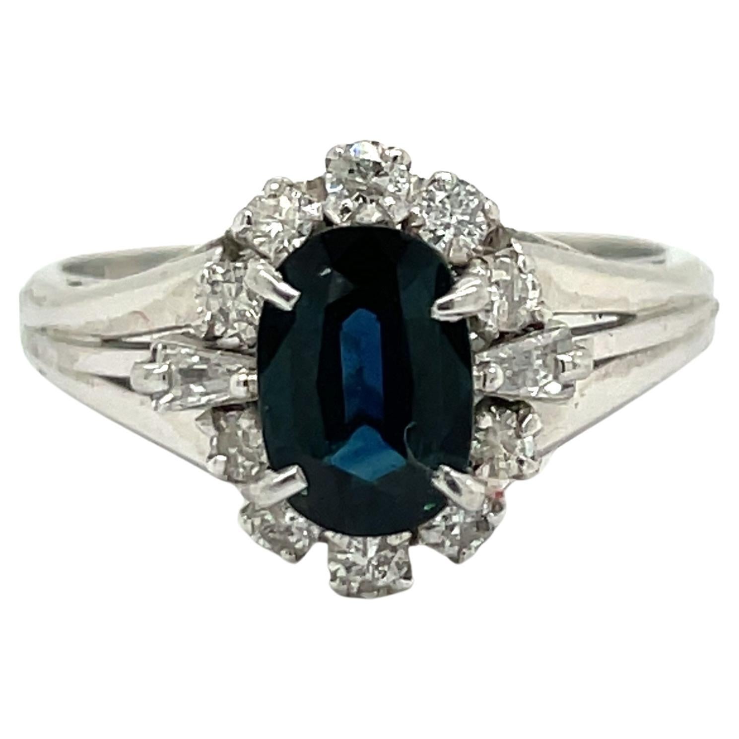 Estate Sapphire, Diamond, and Platinum Ring For Sale