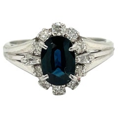 Estate Sapphire, Diamond, and Platinum Ring