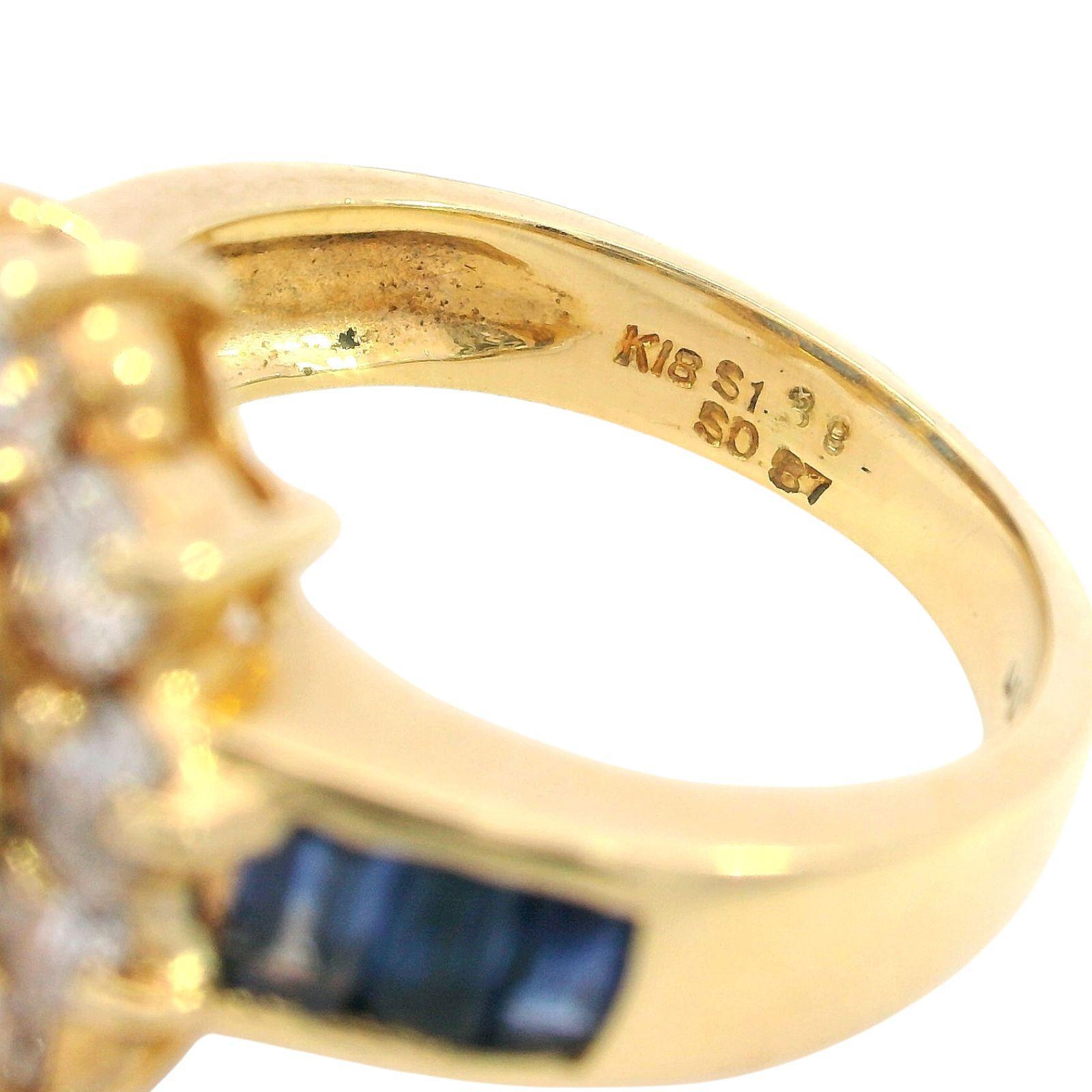 Estate Saphir Diamant Cluster Ring 18K Gelbgold ~3.77ctw im Angebot 1